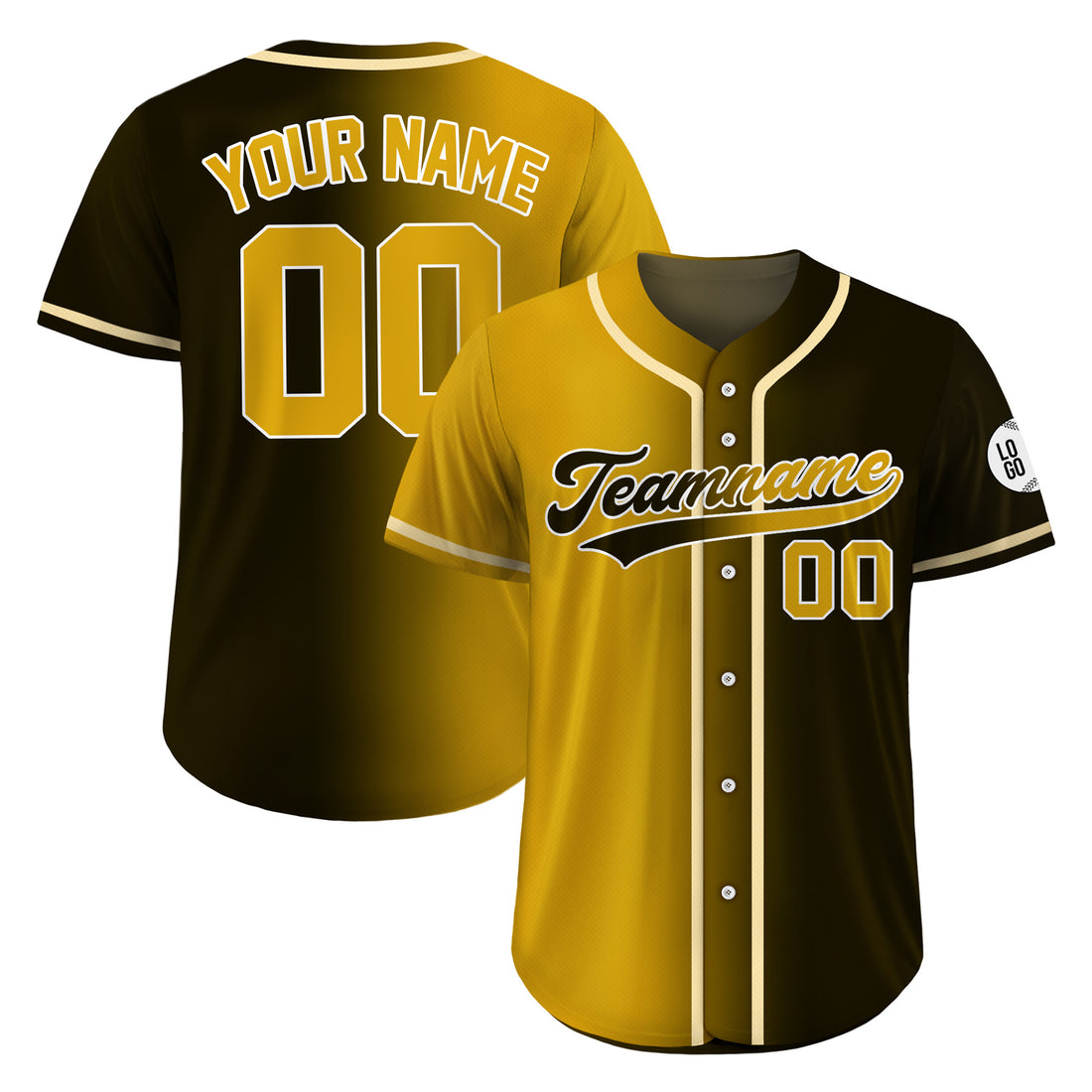 Custom Golden Shadow Gradient Baseball Jersey