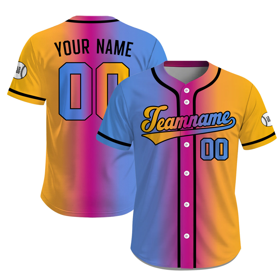 Custom Gradient Sunset Unique Baseball Jersey