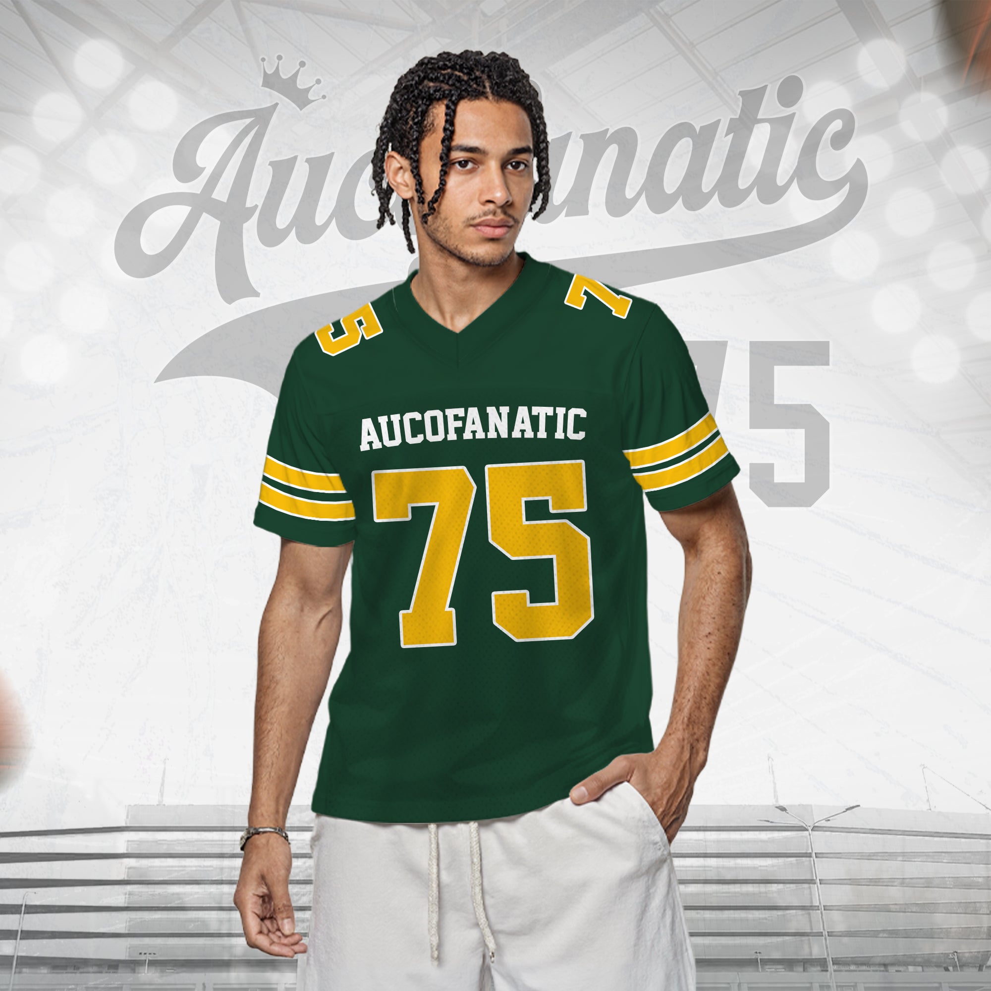 Custom Green Gold Football Jersey, Personalized Concert Outfit Football Fan Tee
