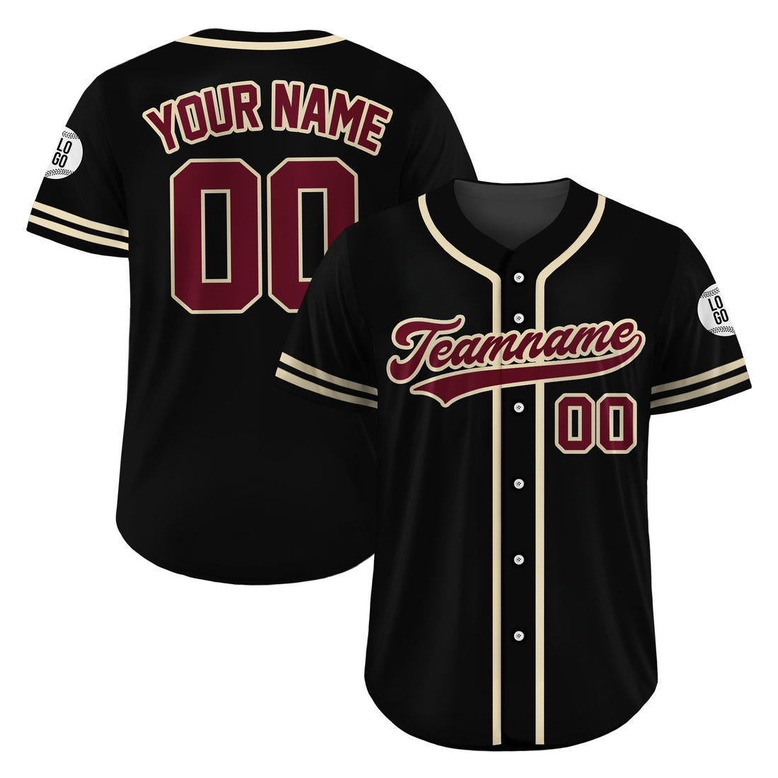 Custom Heritage Crimson Cream Black Baseball Jersey