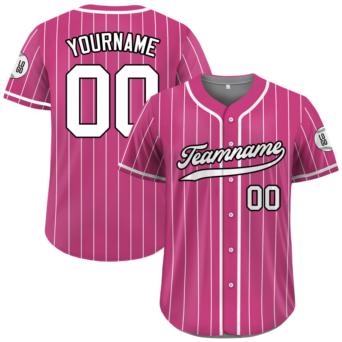 Custom Hot Pink White Vertical Pinstriped Baseball