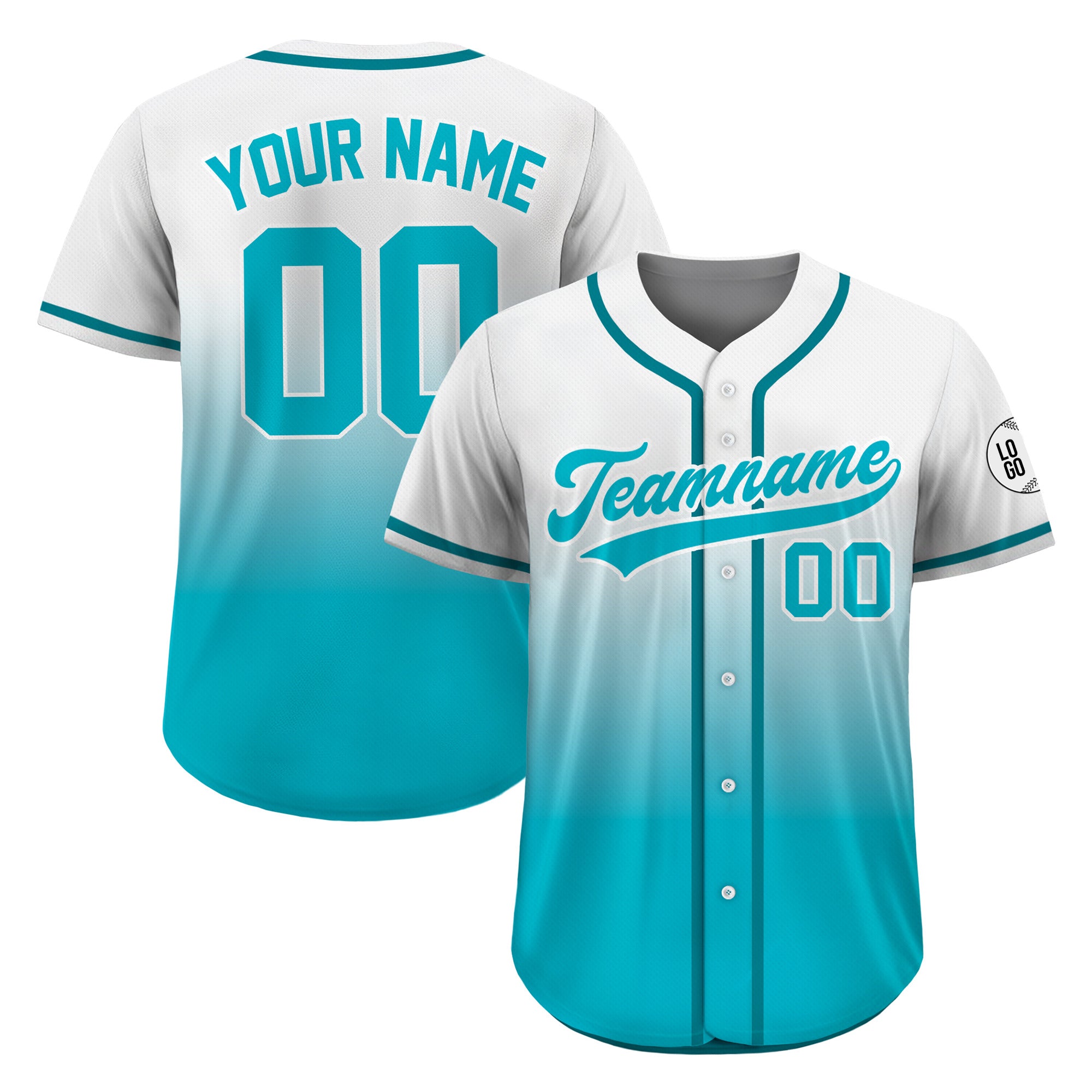 Custom Ice Coast Fade Gradient Baseball Jersey