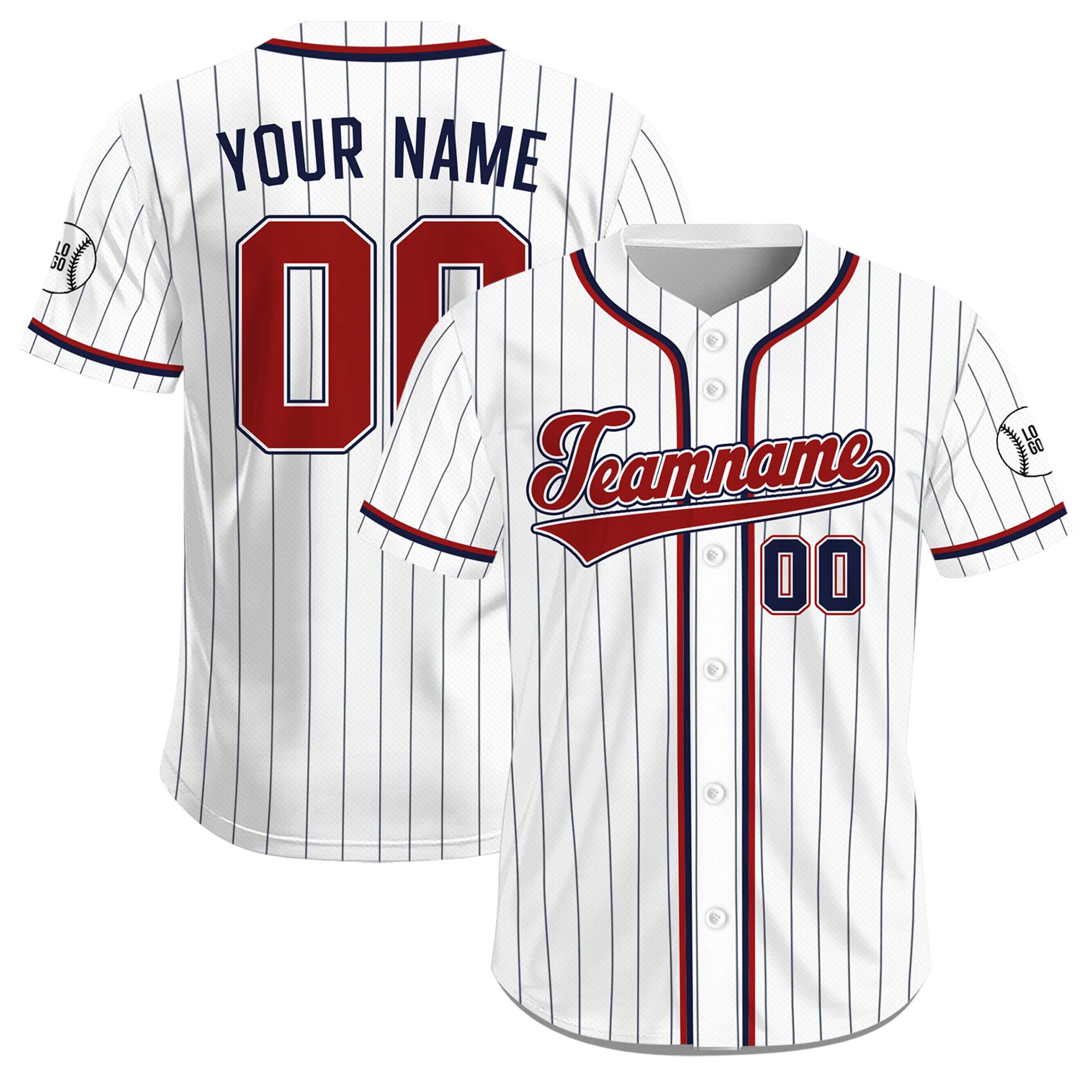 Custom Independence Pinstripe Classic July 4th White Baseball Jersey