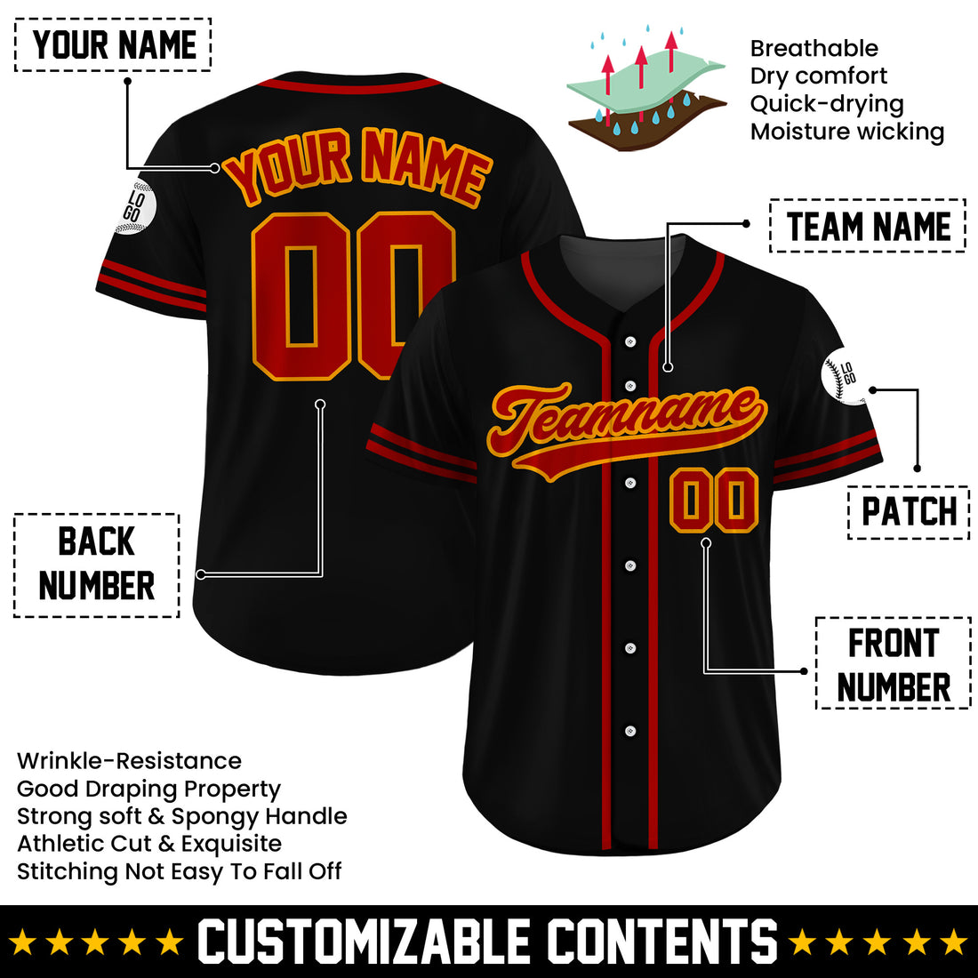 Custom Inferno Gold Baseball Jersey