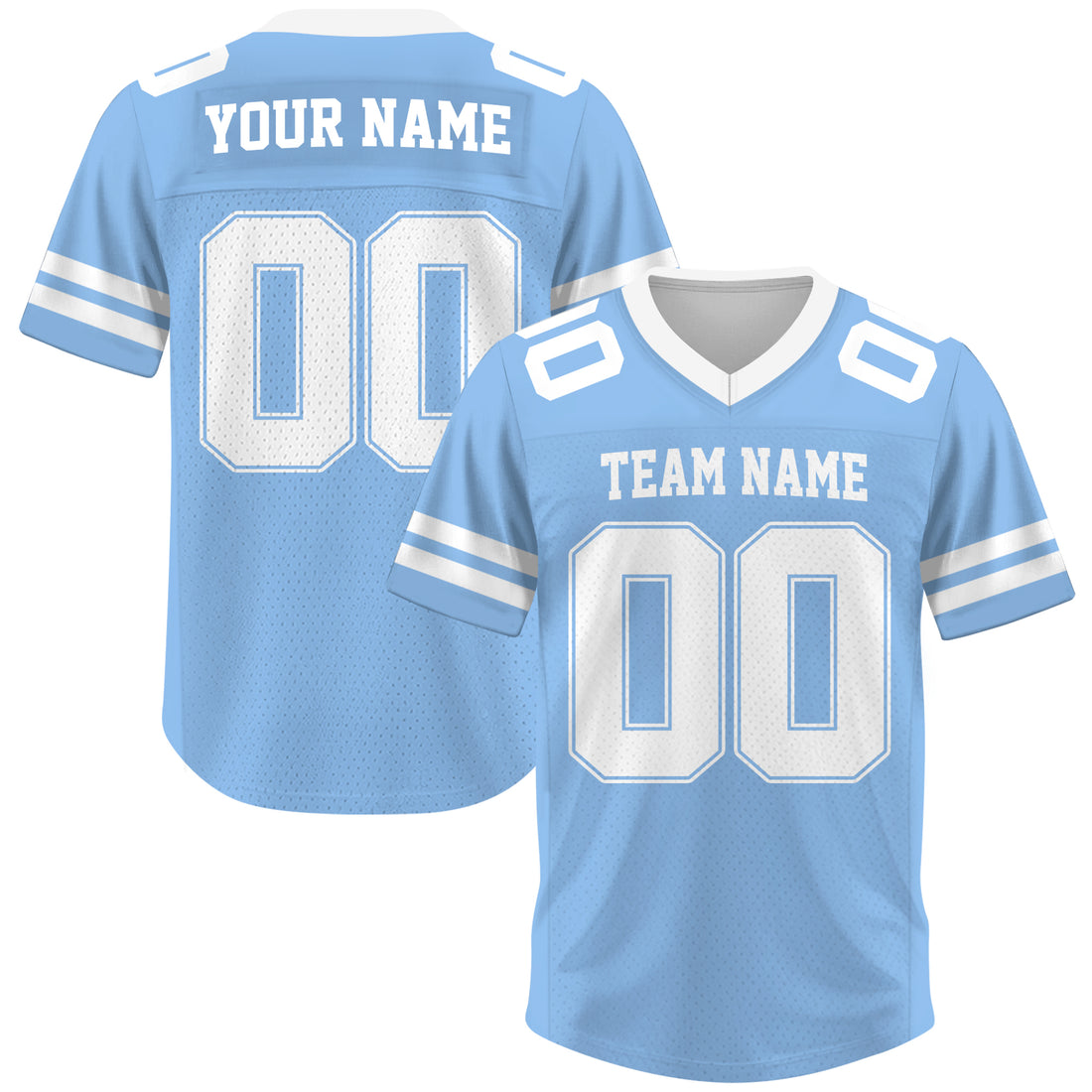 Custom Light Blue White Football Jersey, Personalized Football Apparel