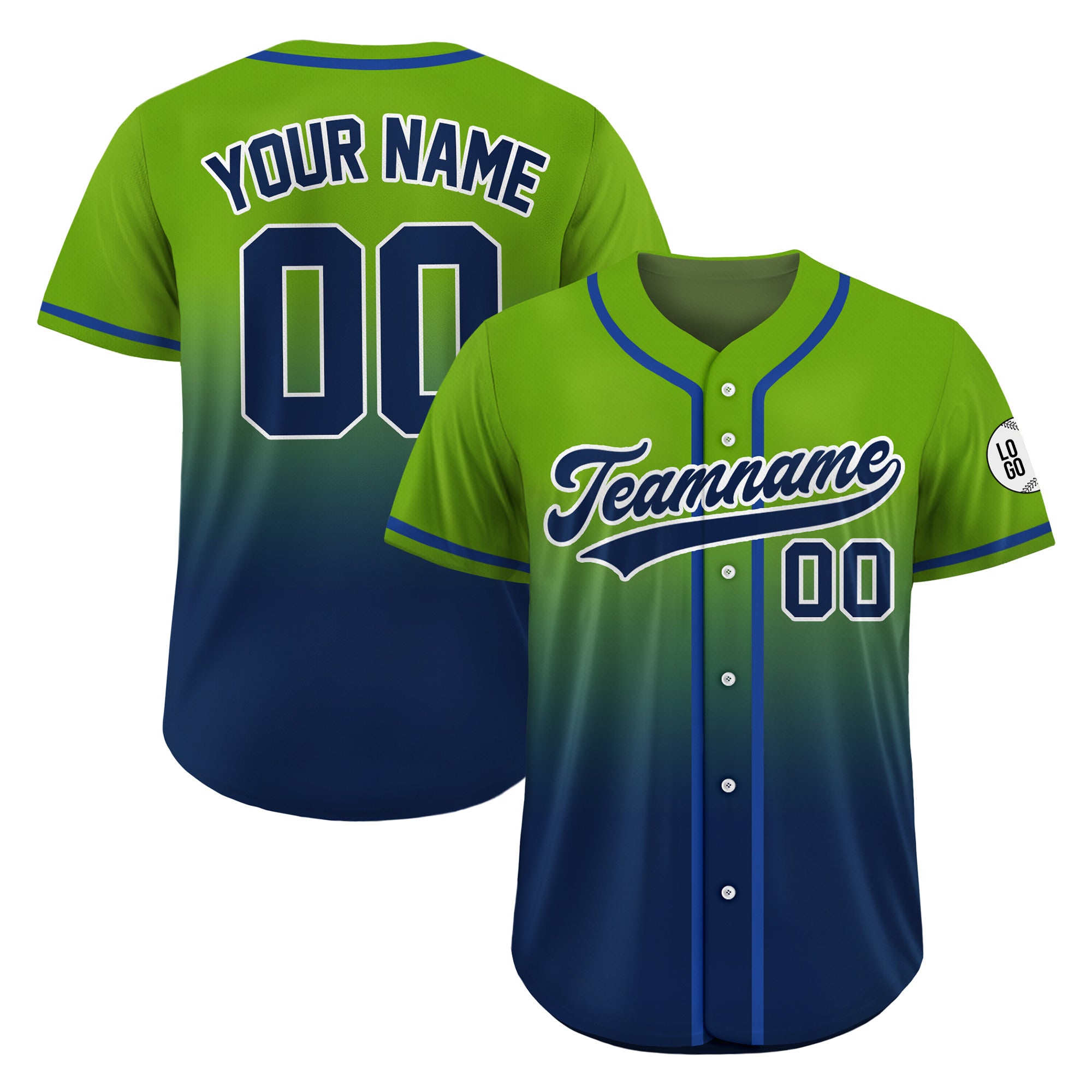 Custom Lime Storm Gradient Baseball Jersey