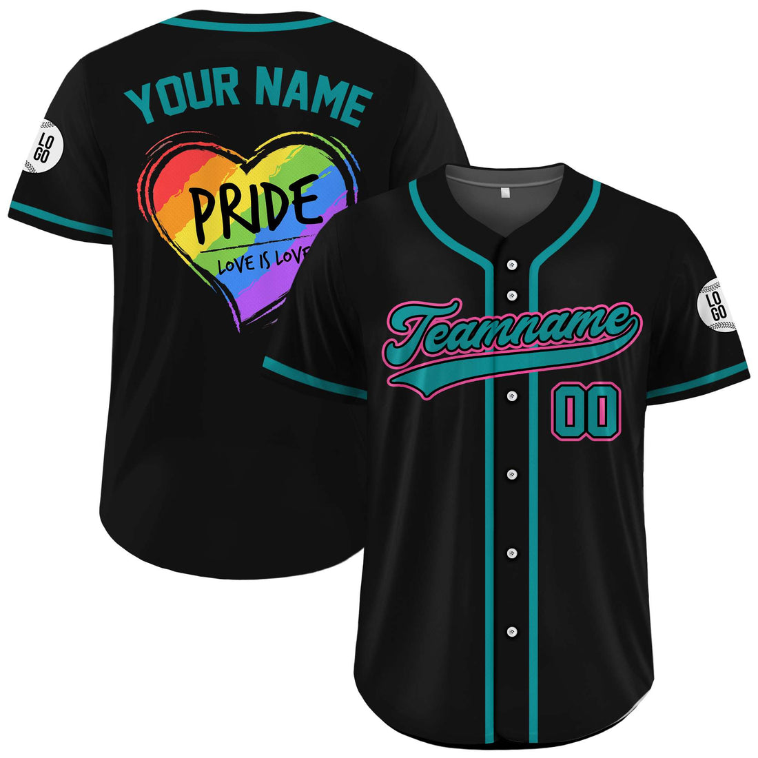 Custom Love Is Love Pride Rainbow Black Baseball Jersey