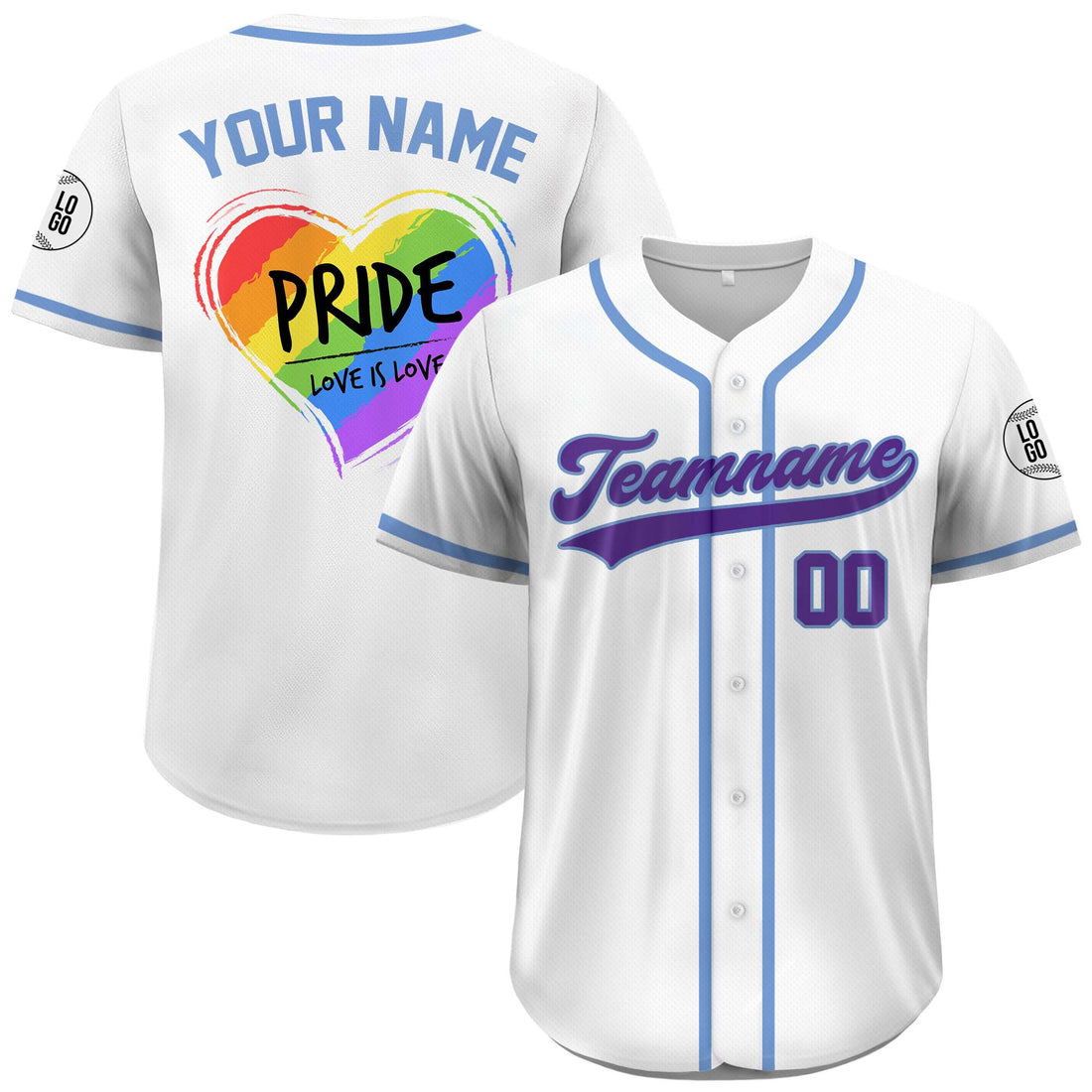 Custom Love Is Love Pride Rainbow White Baseball Jersey