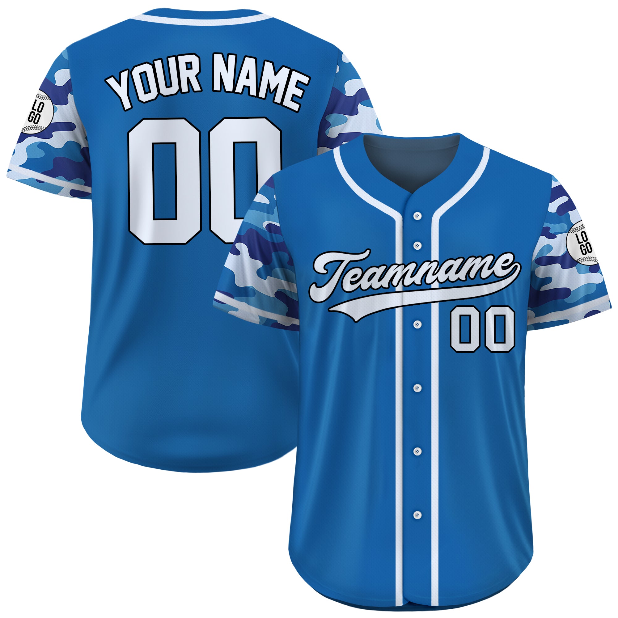 Custom Marine Blue Camo Accent Baseball Jersey