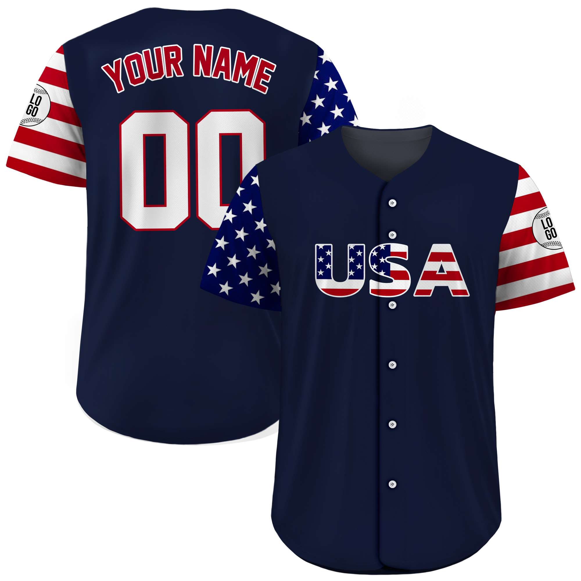 Custom Navy USA Pride Baseball Jersey