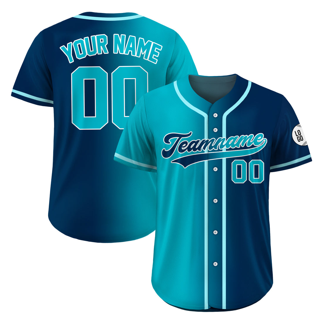 Custom Ocean Breeze Gradient Baseball Jersey