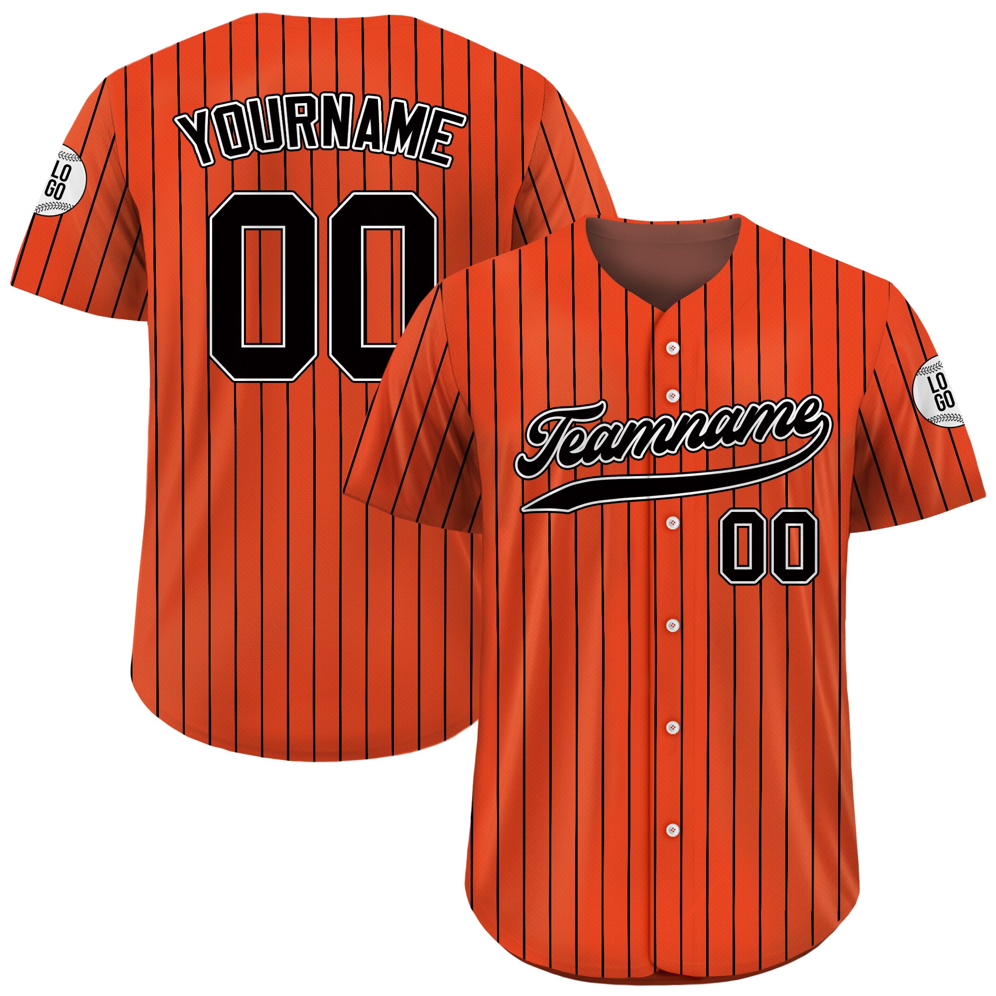Custom Orange Black Striped Baseball Jersey, Uniform For Baseball Lovers
