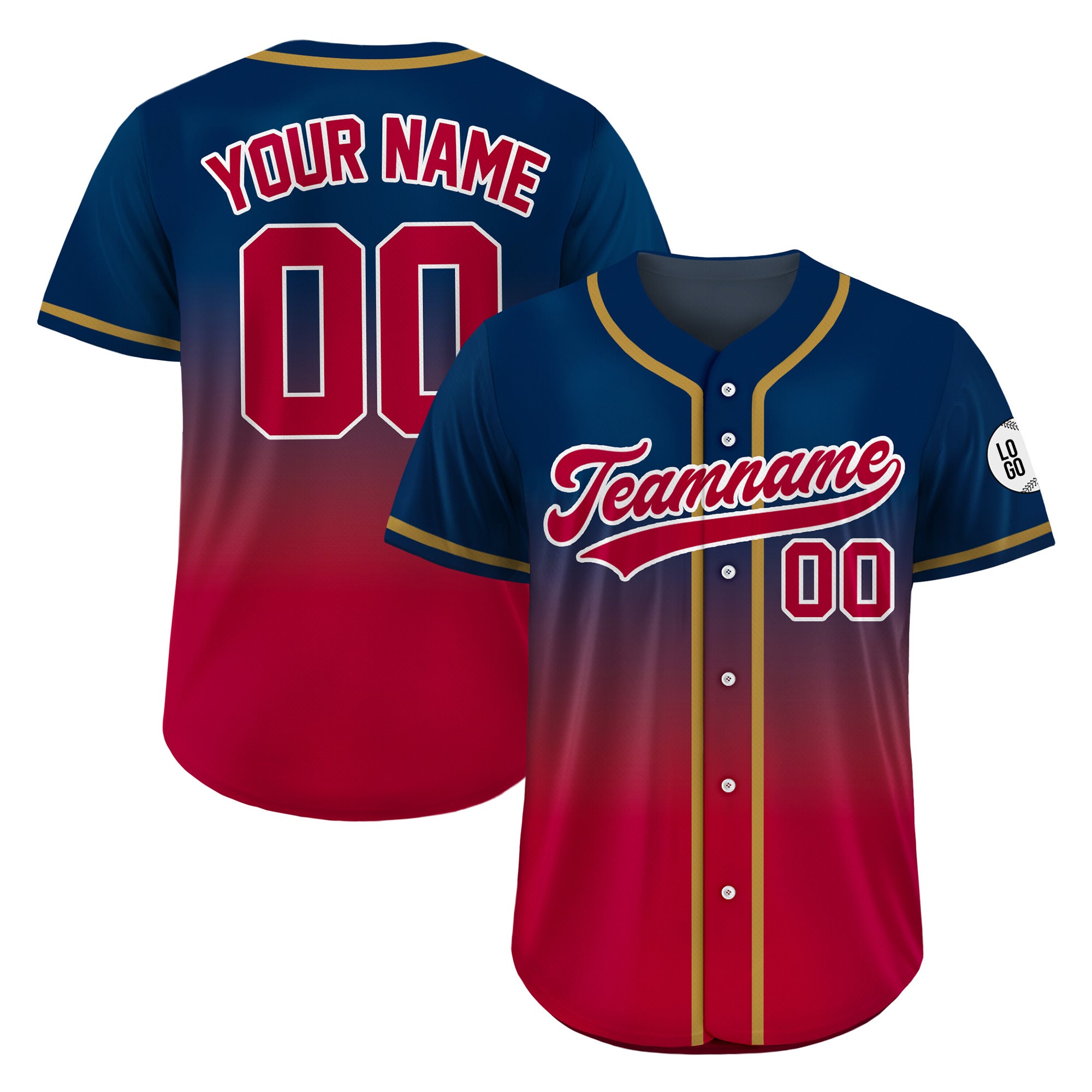 Custom Patriot Glory Fade Gradient Baseball Jersey