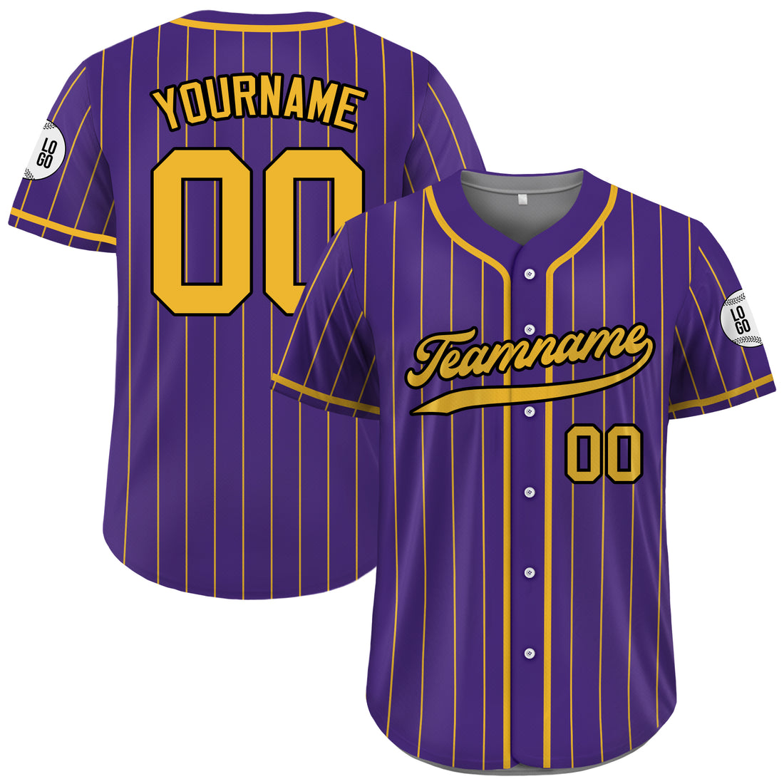 Custom Purple Gold Striped Baseball Jersey