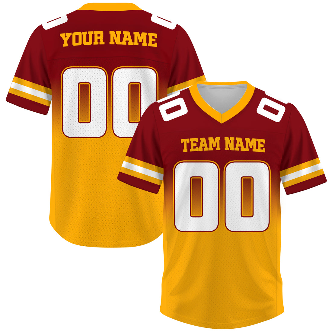 Custom Red Gold Gradient Football Jersey, Personalized Team Name Number Football Jersey for Men Women Youth