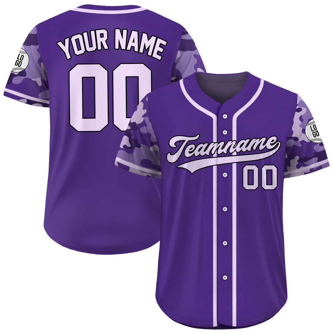 Custom Regal Purple Camo Baseball Jersey