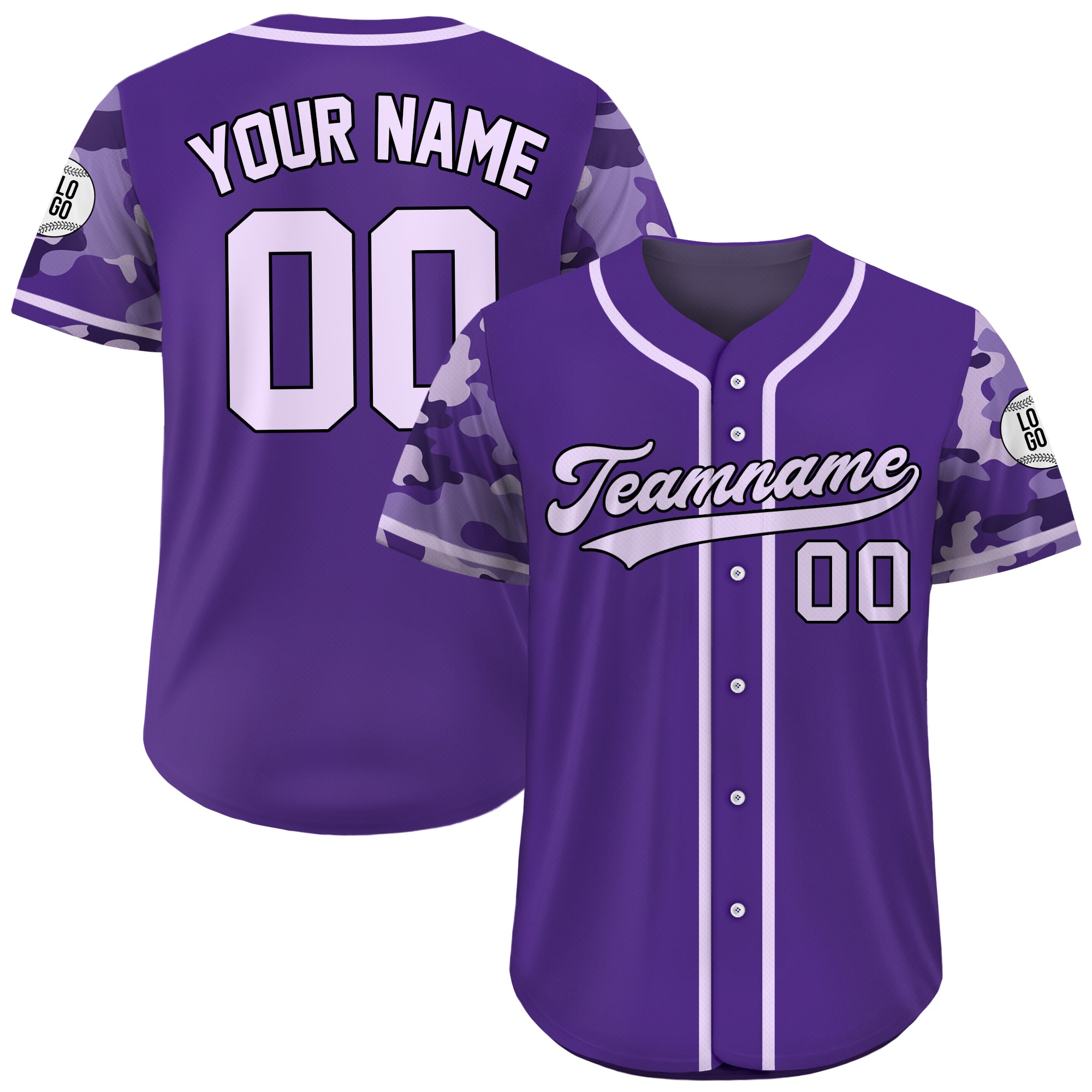 Custom Regal Purple Camo Baseball Jersey