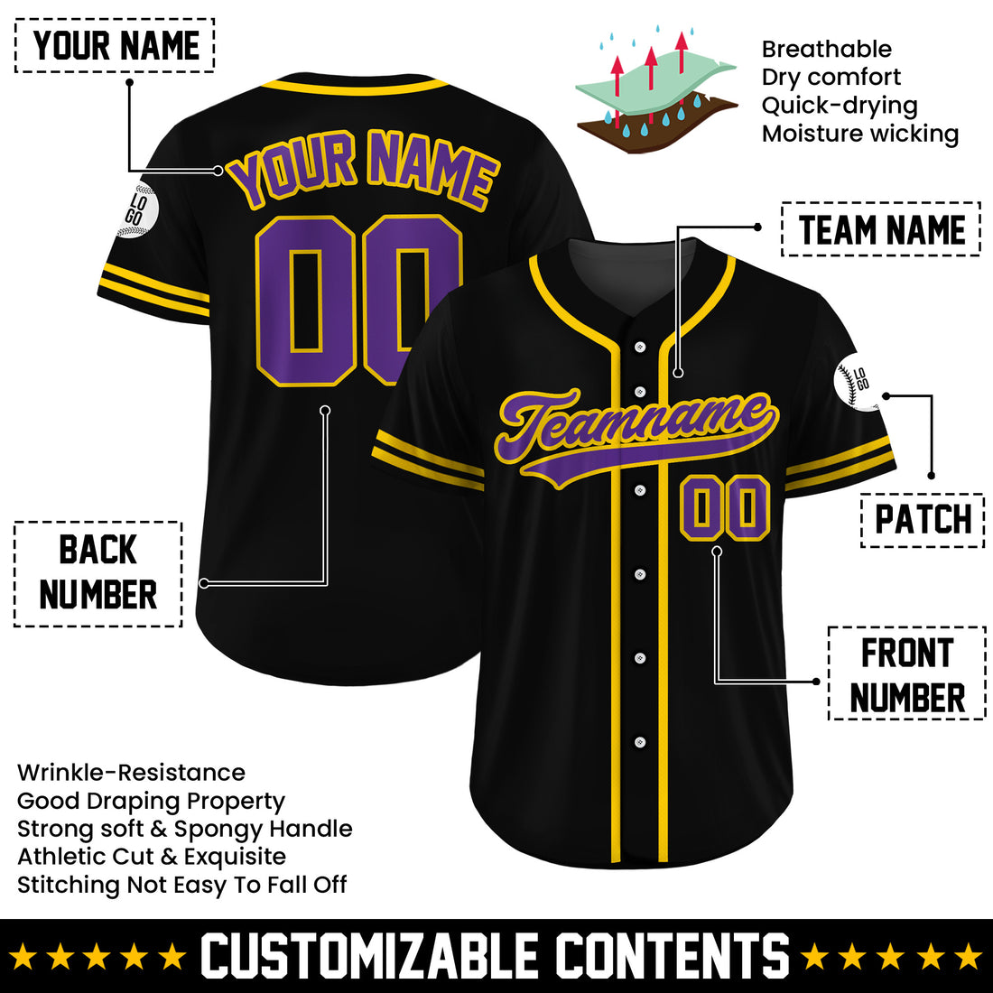 Custom Royal Slam Black Baseball Jersey