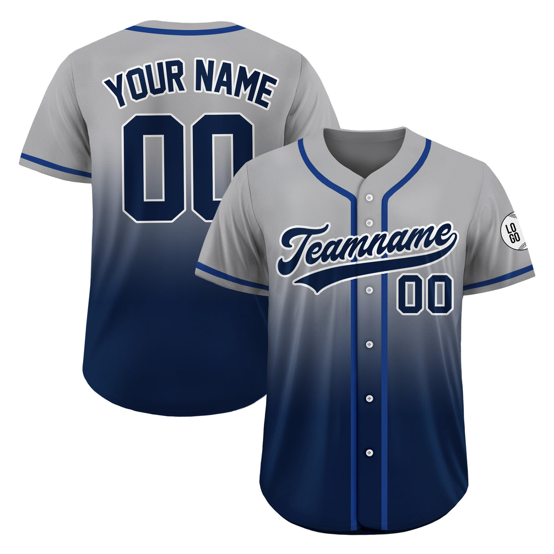 Custom Steel Navy Gradient Baseball Jersey