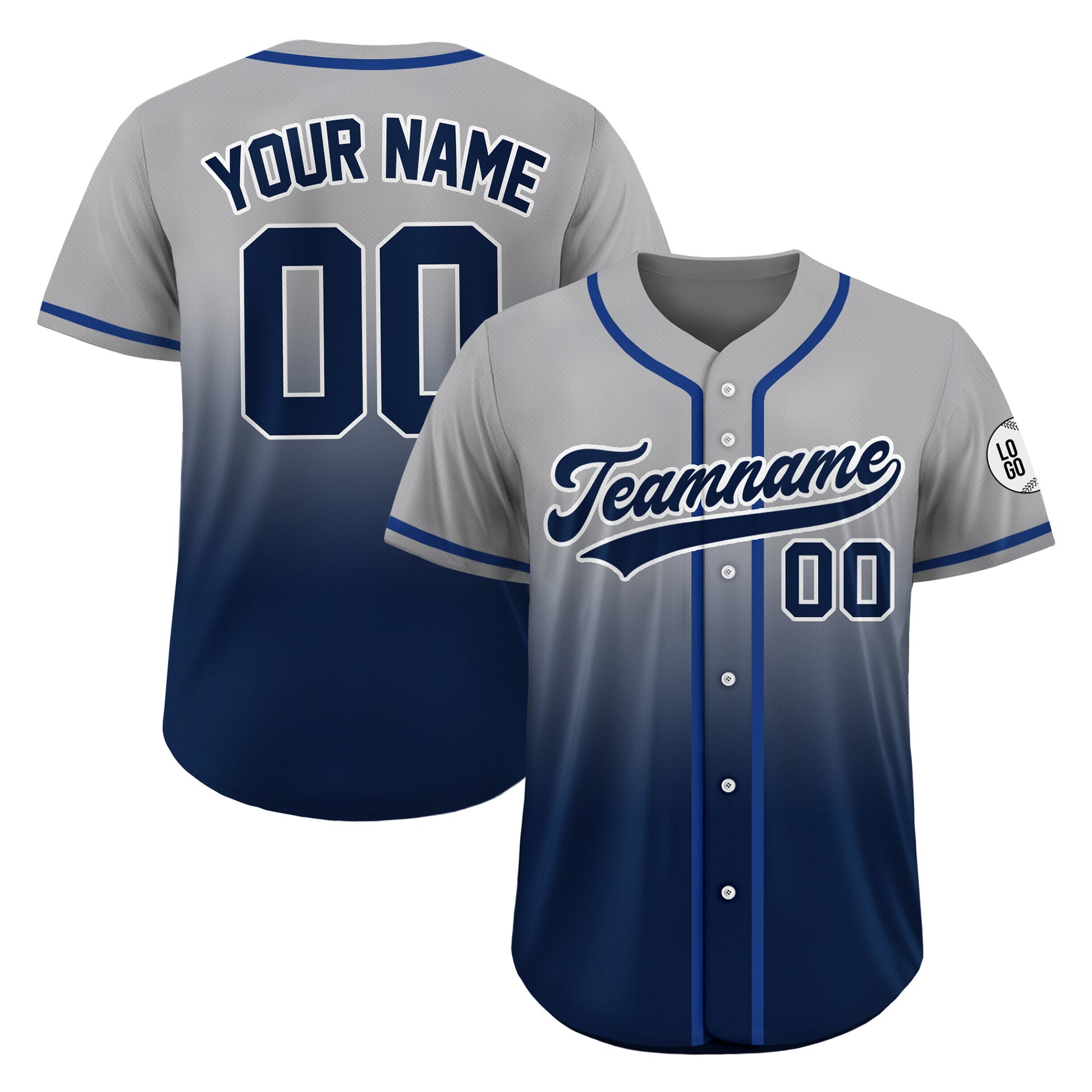 Custom Steel Navy Gradient Baseball Jersey