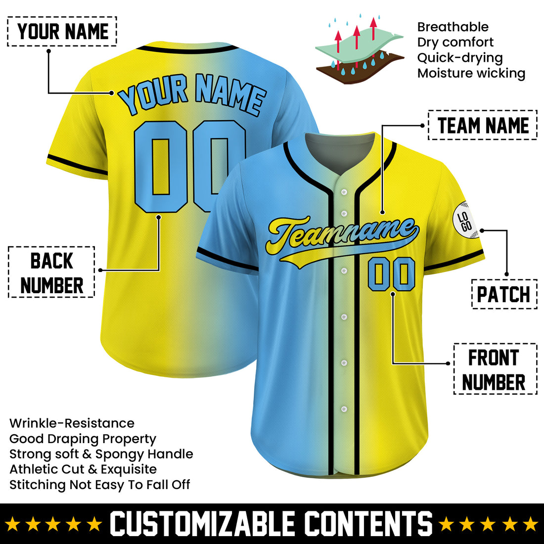 Custom Sunrise Burst Gradient Baseball Jersey
