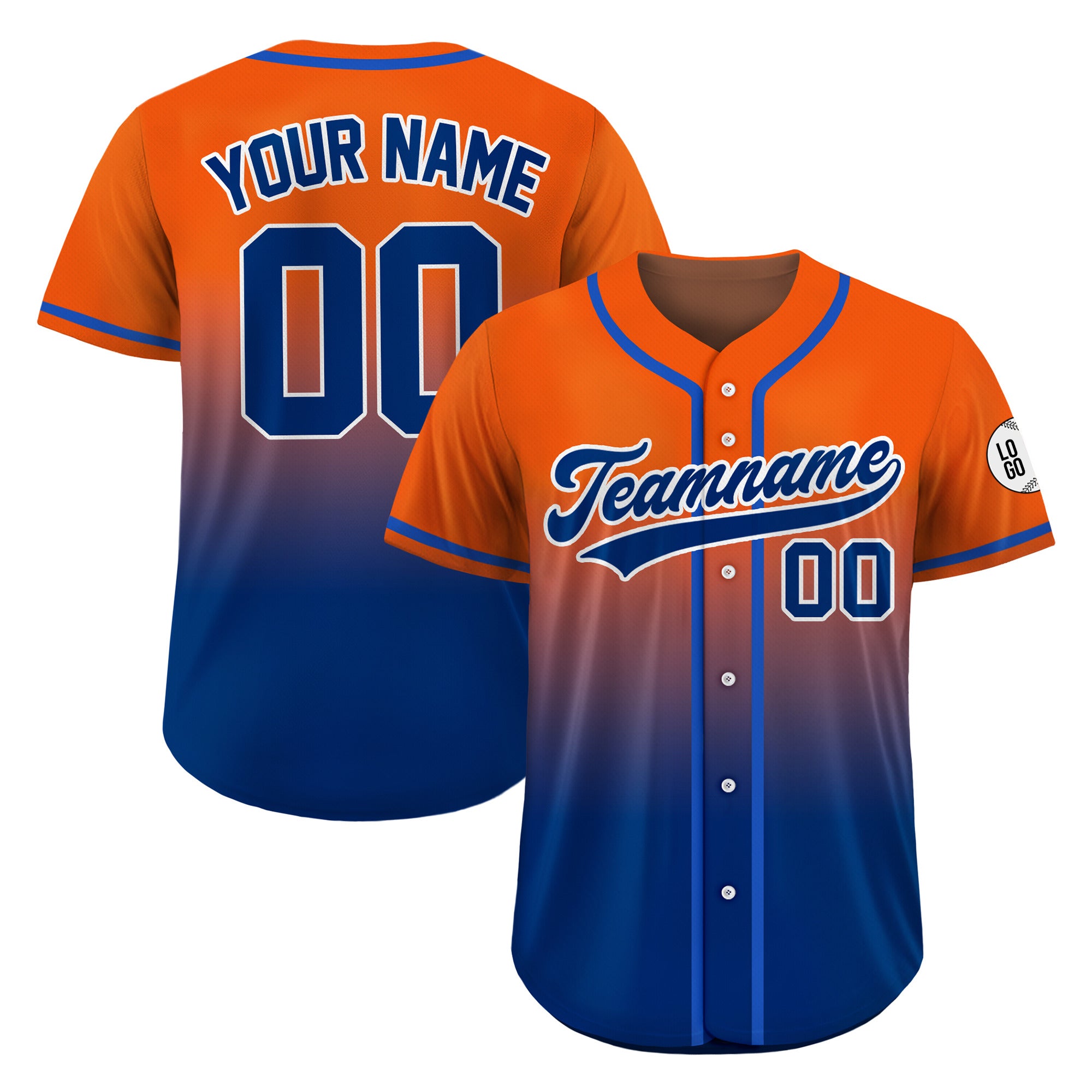 Custom Sunset Blaze Fade Gradient Baseball Jersey
