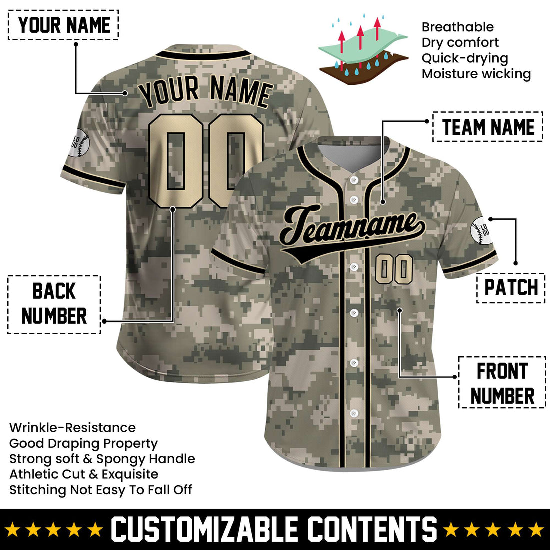 Custom USA Freedom Defender Patriot Camo Jersey