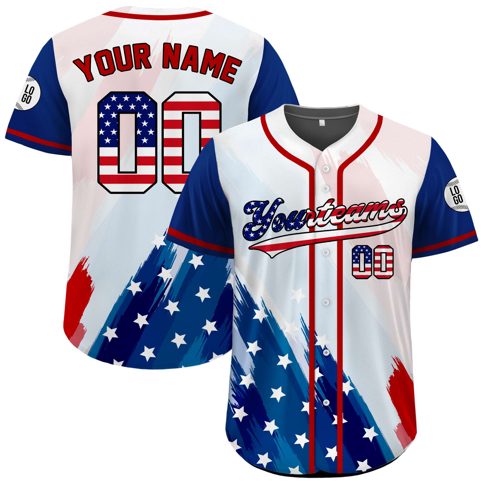 Custom USA Freedom Strokes July 4th Baseball Jersey