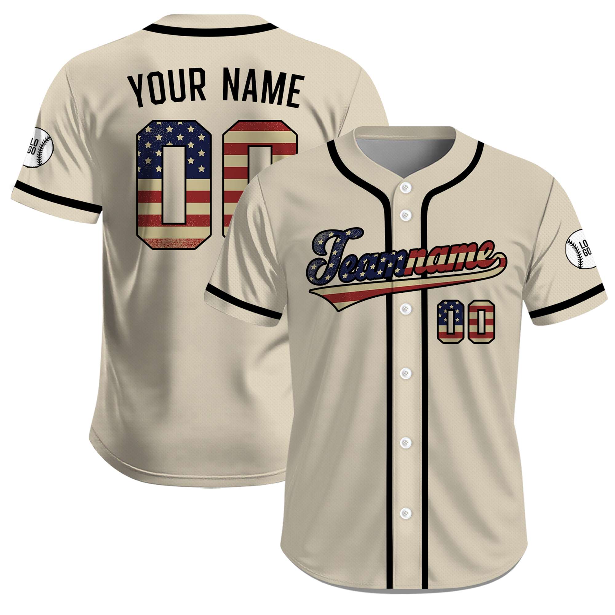 Custom USA Vintage July 4th Independence Baseball Jersey