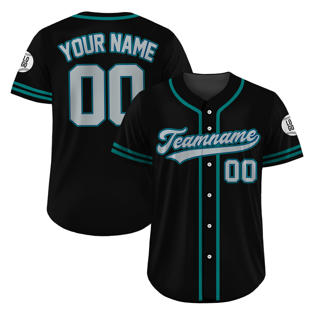 Custom Urban Ice Teal Black Baseball Jersey