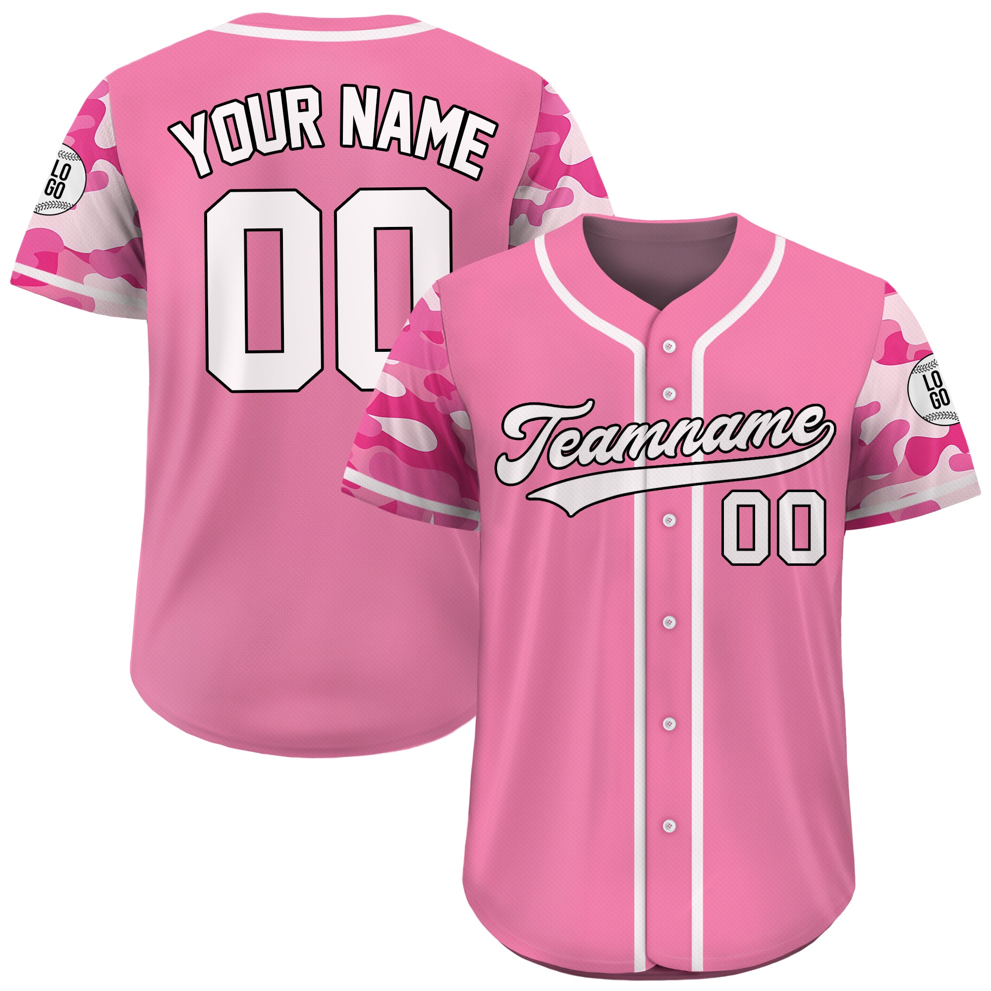 Custom Valor Pink Camo Baseball Jersey