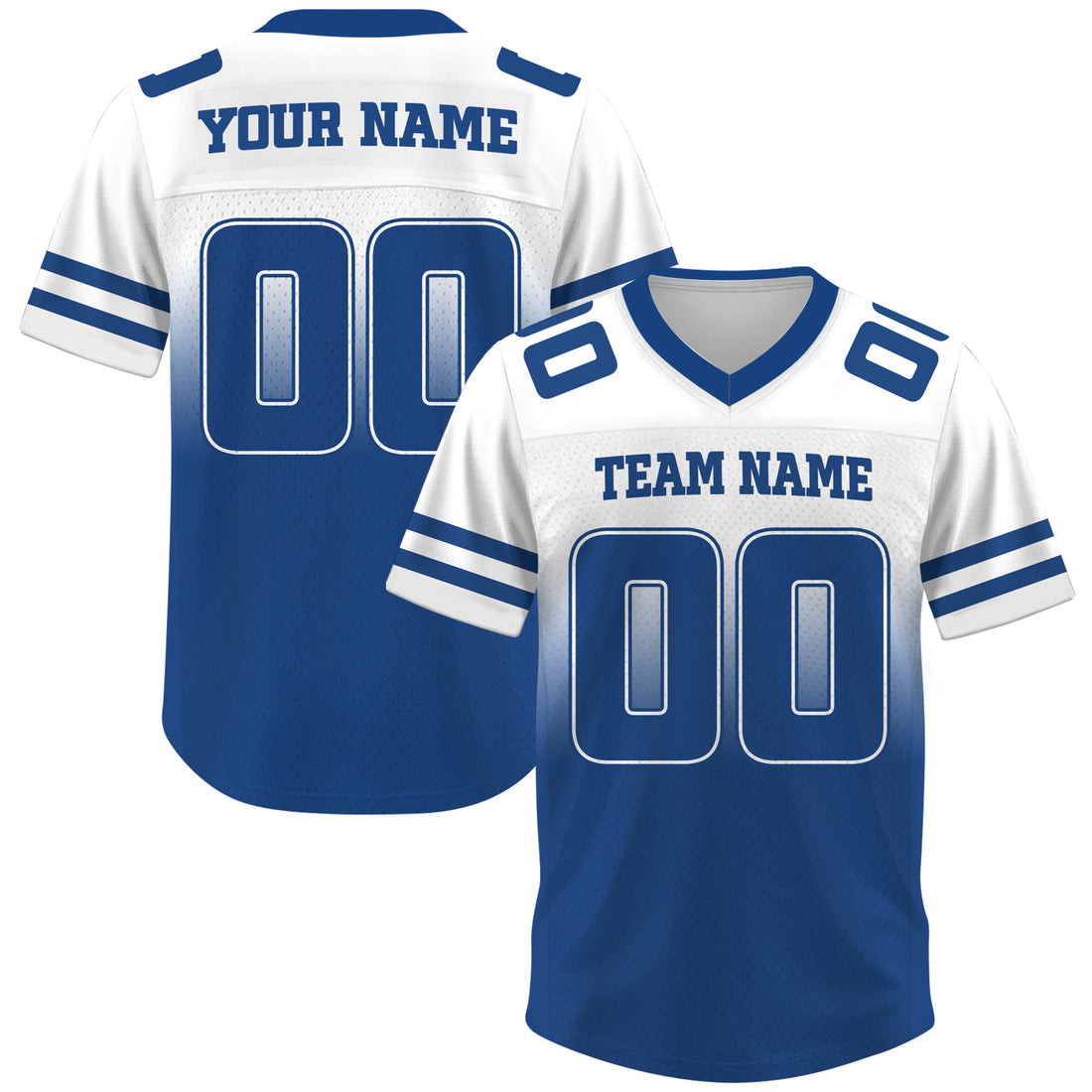 Custom White Blue Gradient Football Jersey, Personalized Team Name Number Football Jersey for Men Women Youth