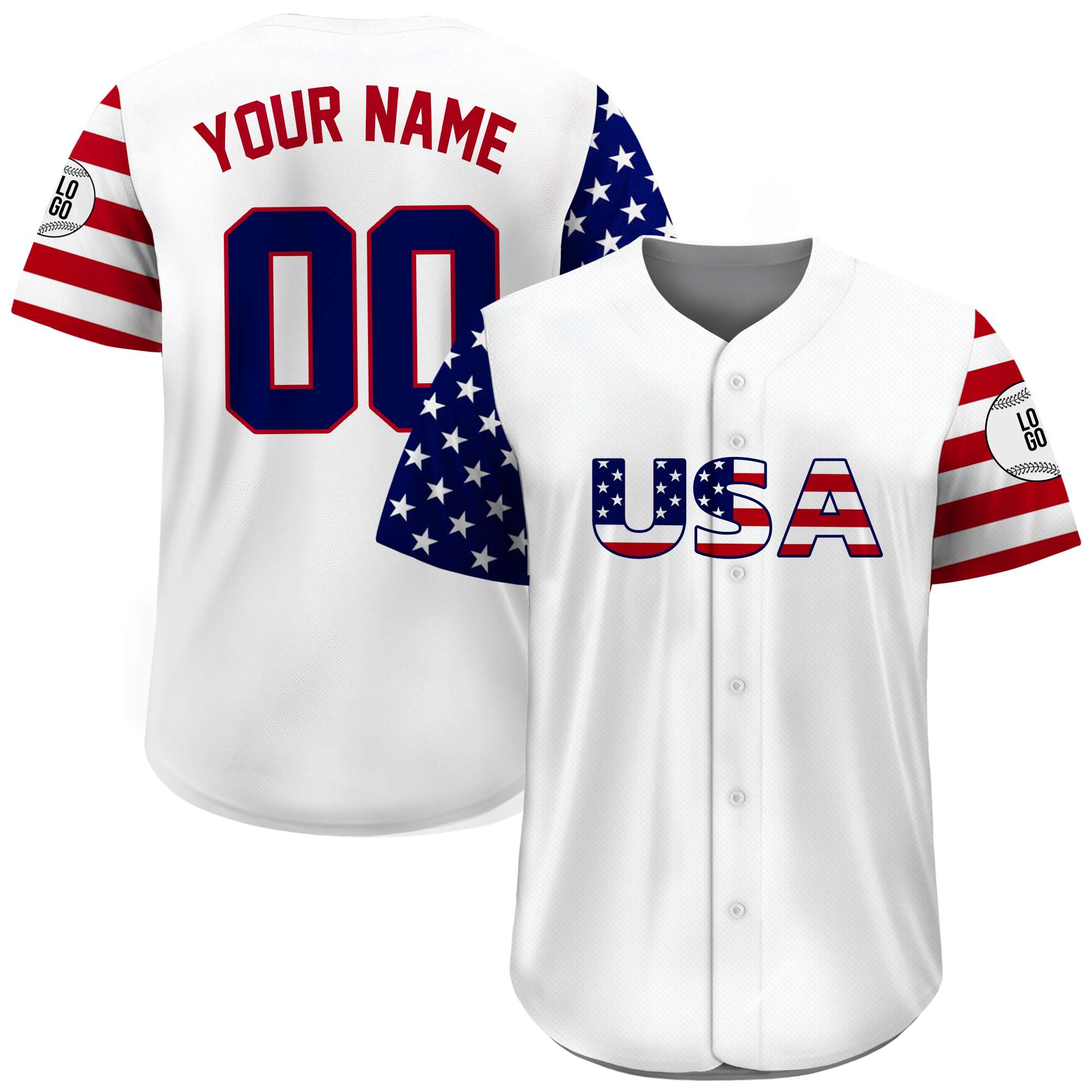 Custom White USA Pride Baseball Jersey