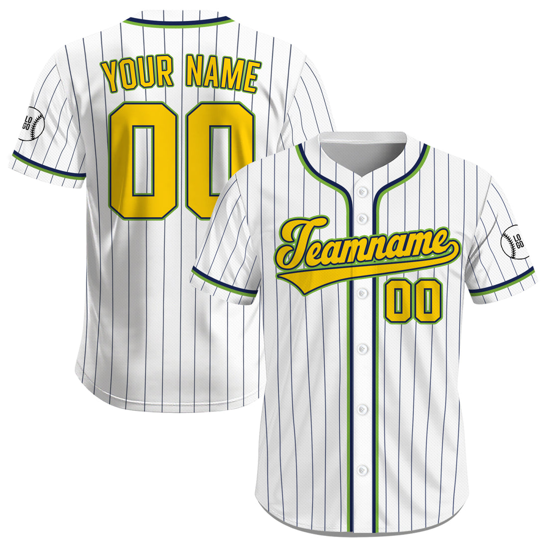 Custom White Yellow Pinstripe Baseball Jersey, Personalized Team Name & Number Jersey for Men Women Youth
