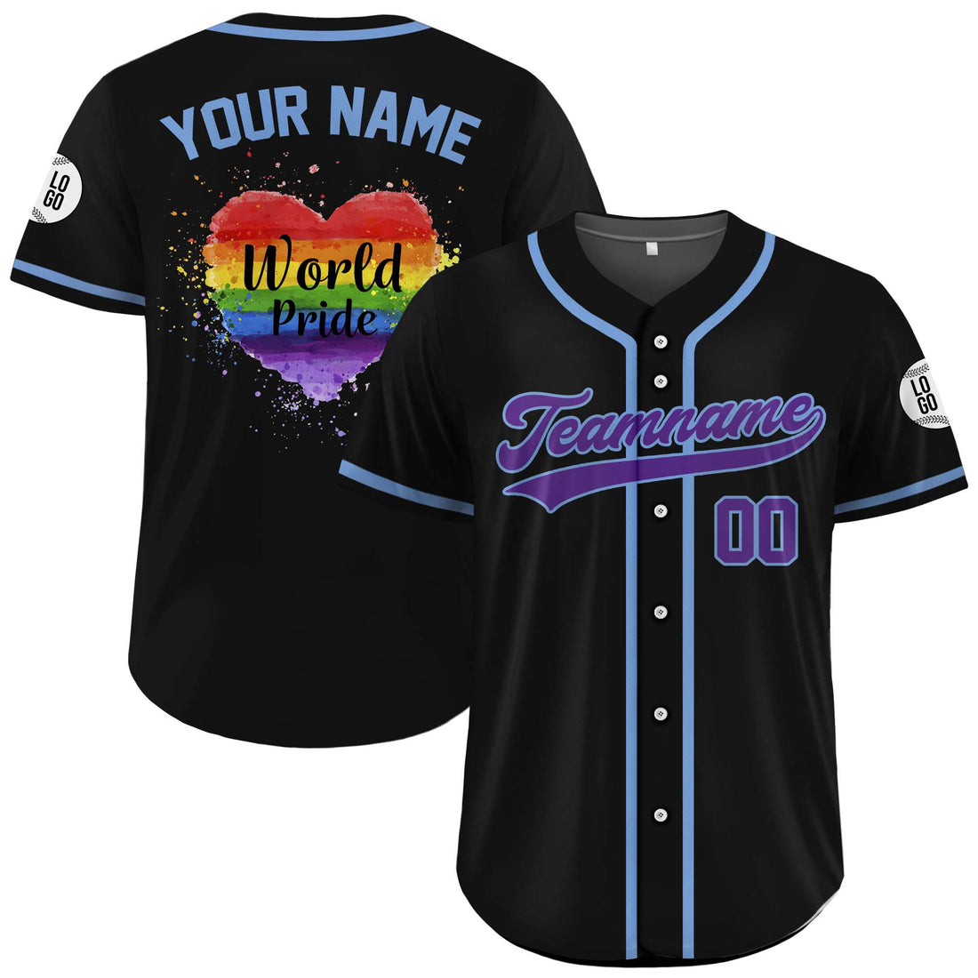 Custom World Pride Rainbow Heart White Red Baseball Jersey