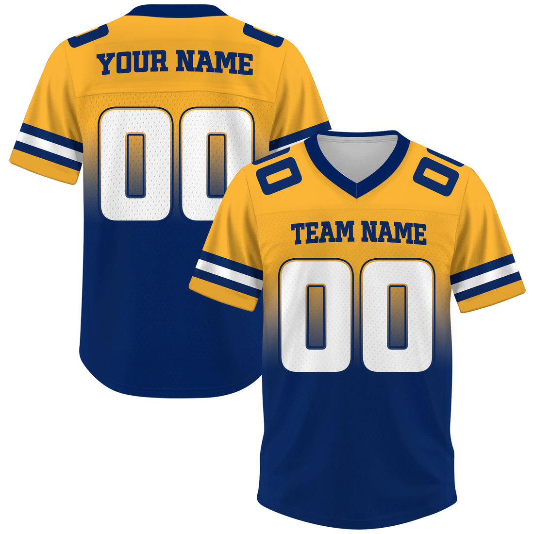 Custom Yellow Blue Gradient Football Jersey, Personalized Team Name Number Football Jersey for Men Women Youth