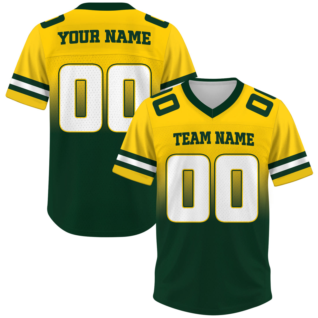Custom Yellow Green Gradient Football Jersey, Personalized Team Name Number Football Jersey for Men Women Youth