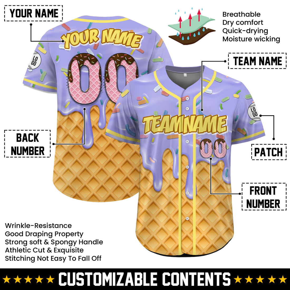 Personalized Grape Chocolate Drip Baseball Jersey