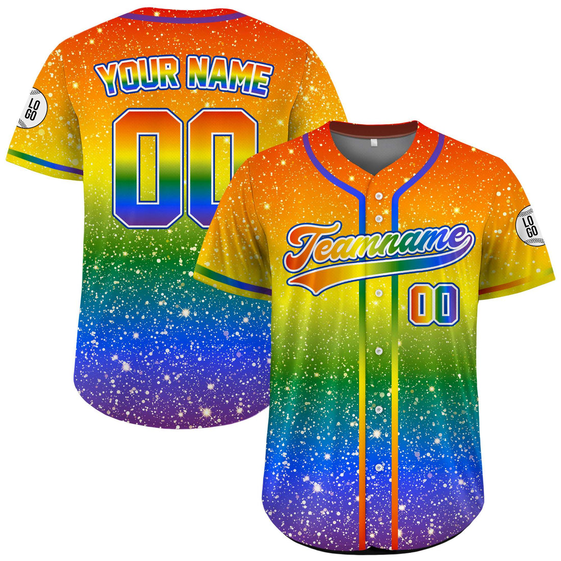 Personalized LGBT Rainbow Gradient Baseball Jersey