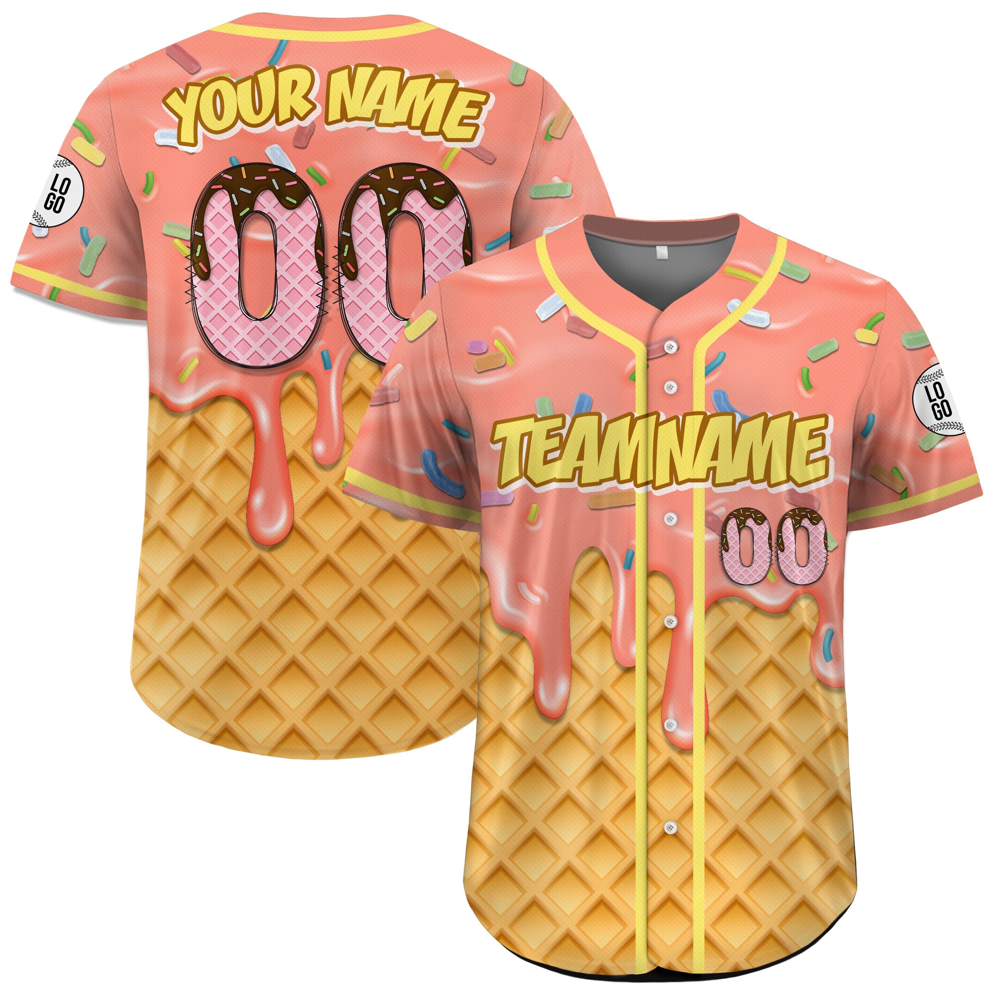Personalized Peach Chocolate Drip Baseball Jersey
