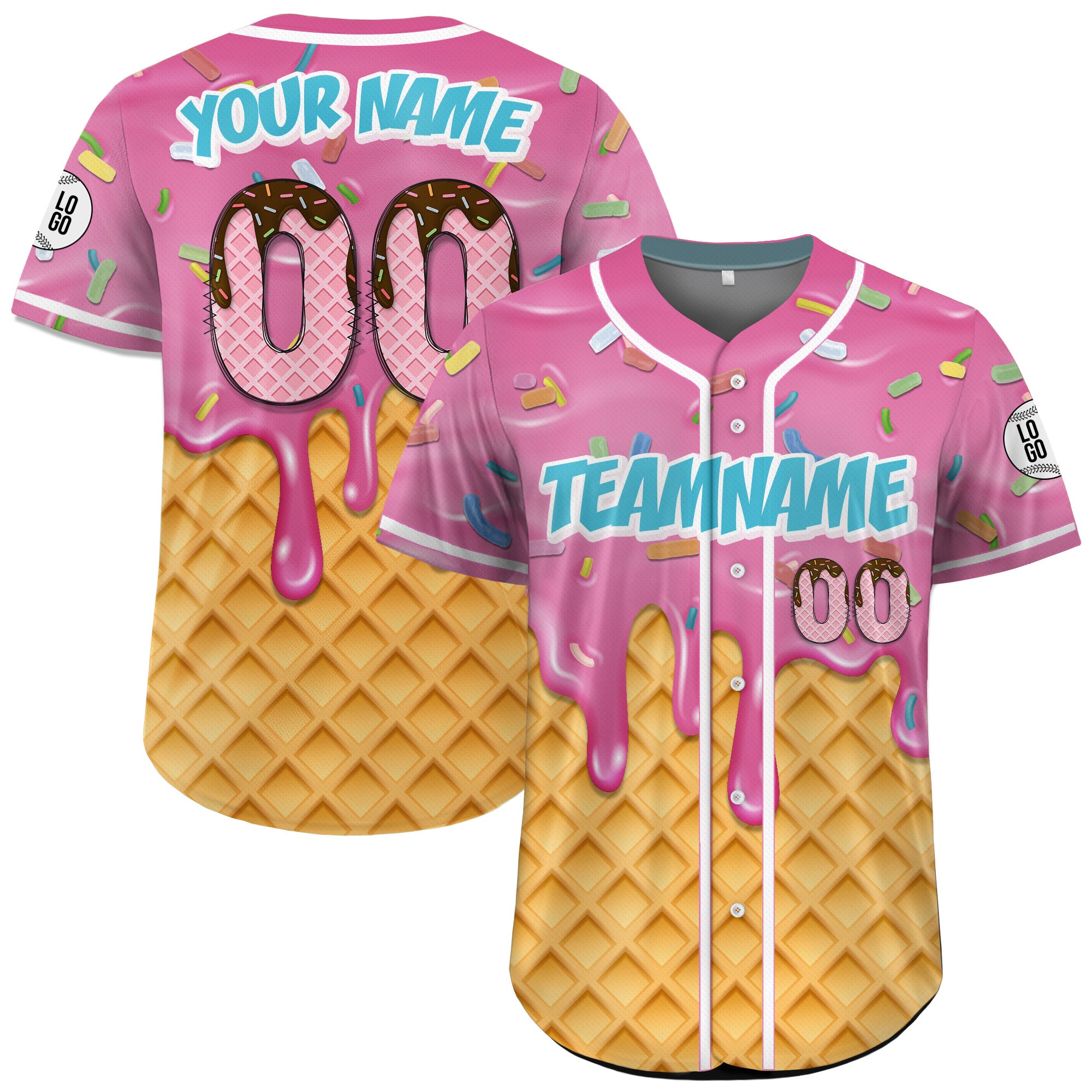 Personalized Pink Chocolate Drip Baseball Jersey