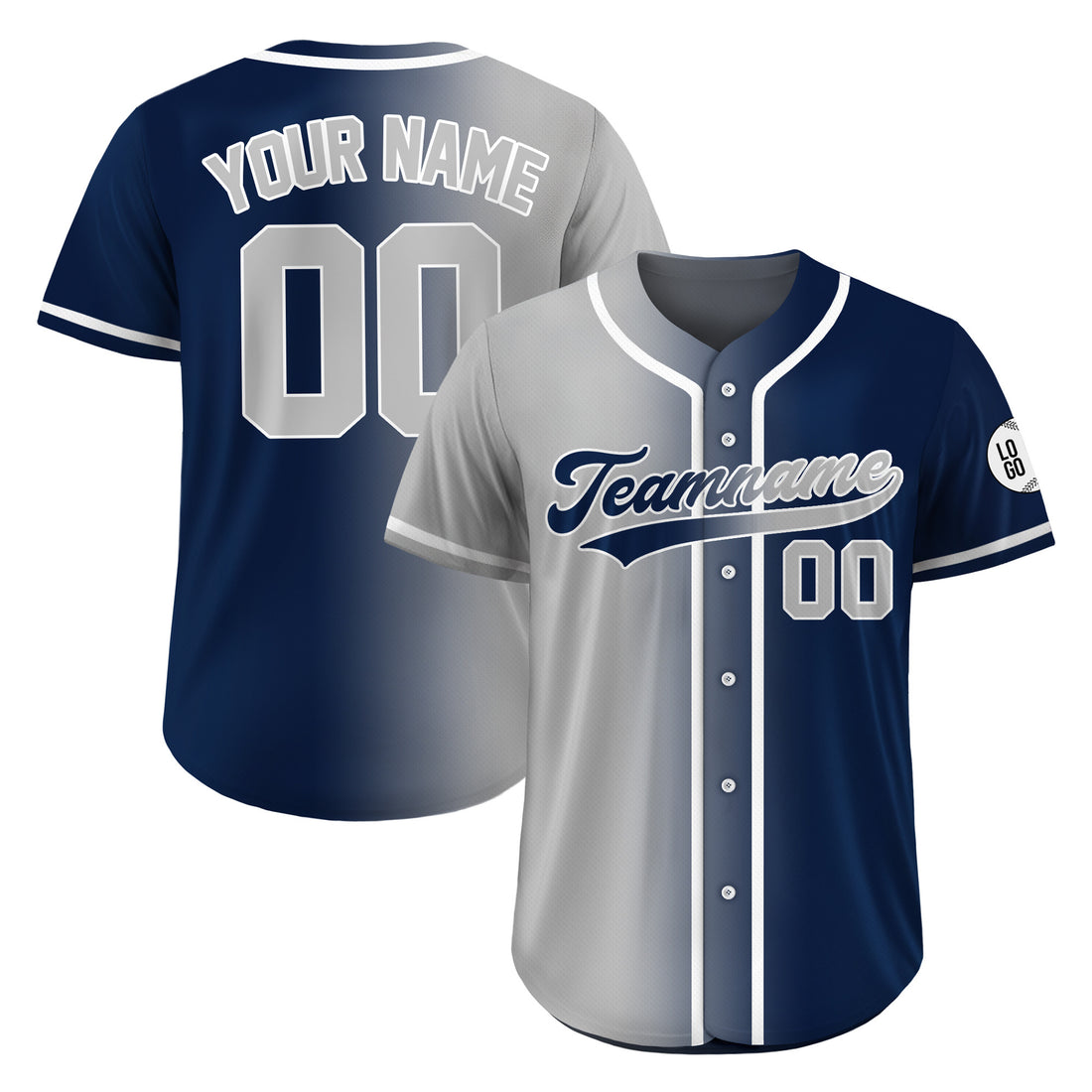 Personalized Steel Navy Gradient Baseball Jersey