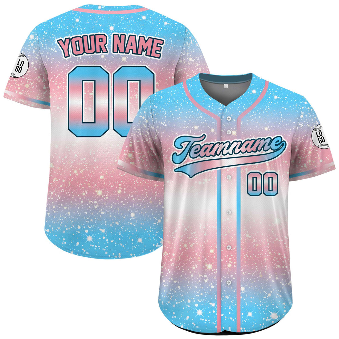 Personalized Trans Pride Sparkle Baseball Jersey