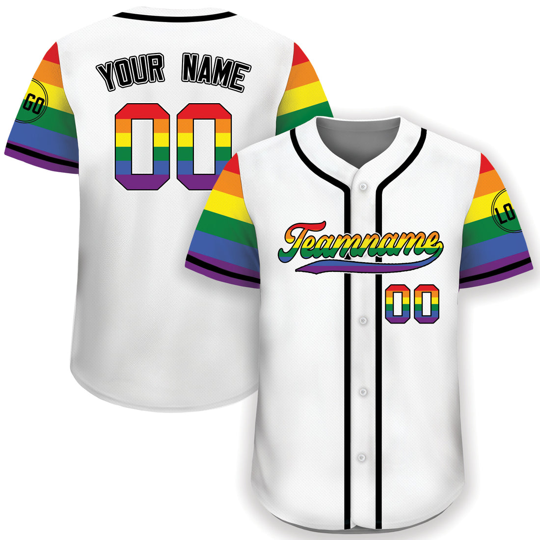 Personalized White LGBTQ Rainbow Pride Custom Jersey