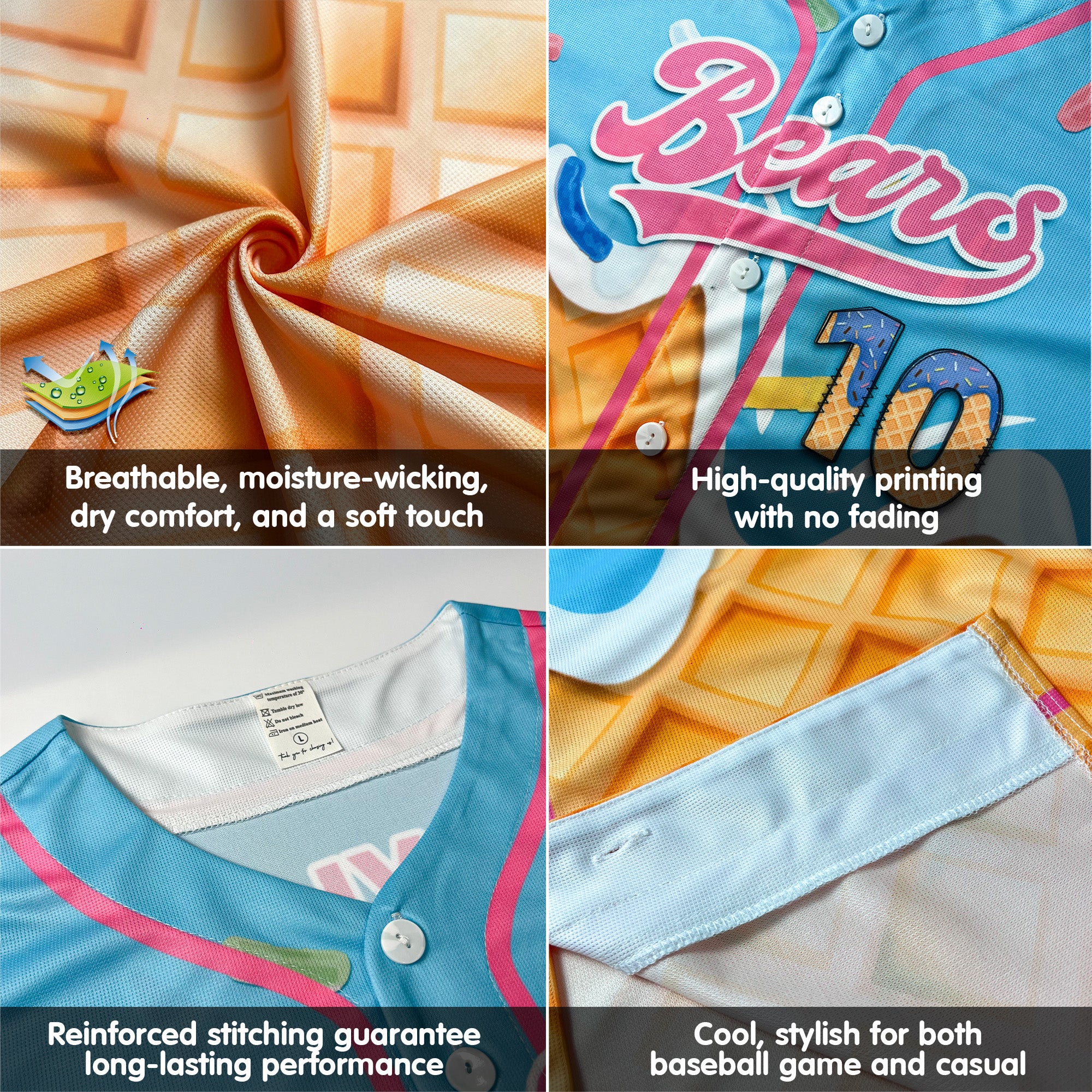 Custom Mint Drip Ice Cream Baseball Jersey