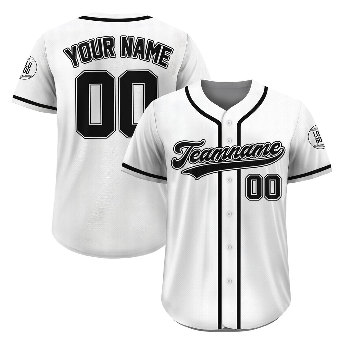 Custom Classic White Black Baseball Jersey, Personalized Name Number Uniform for Men Women Youth