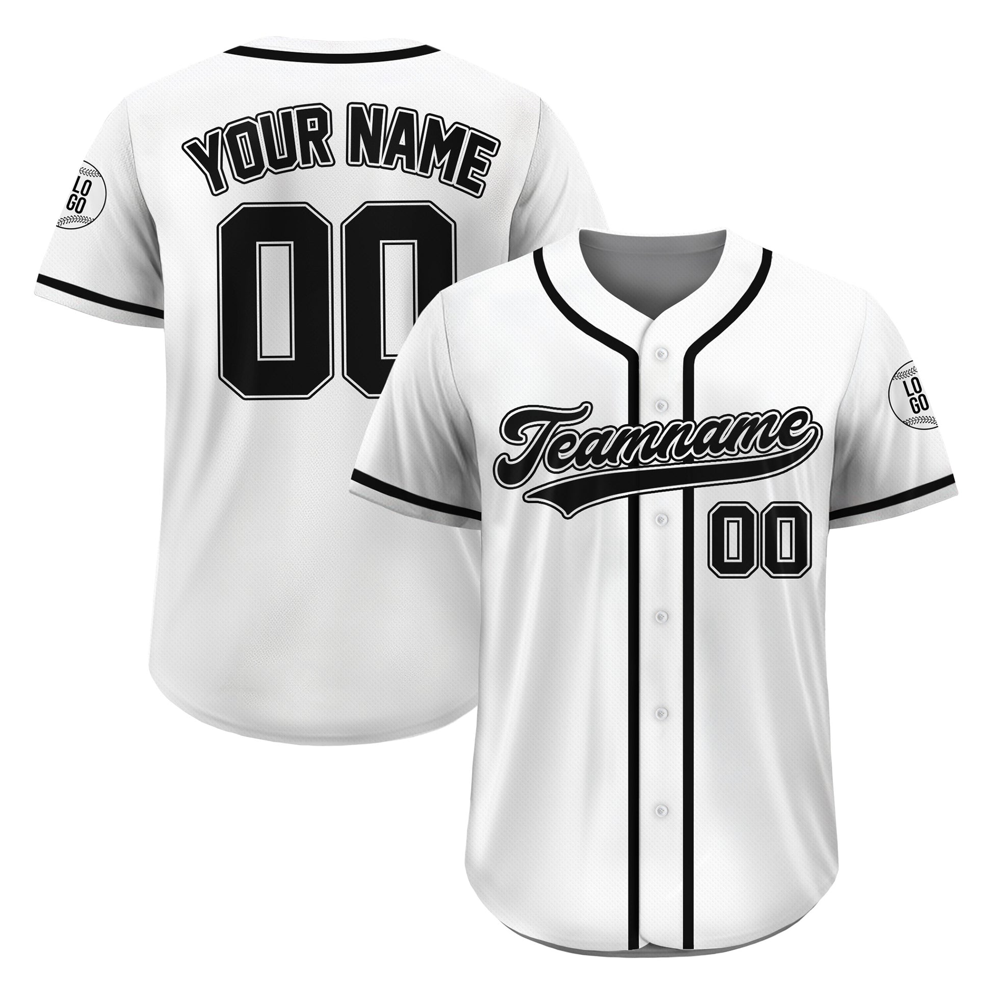 Custom Classic White Black Baseball Jersey, Personalized Name Number Uniform for Men Women Youth