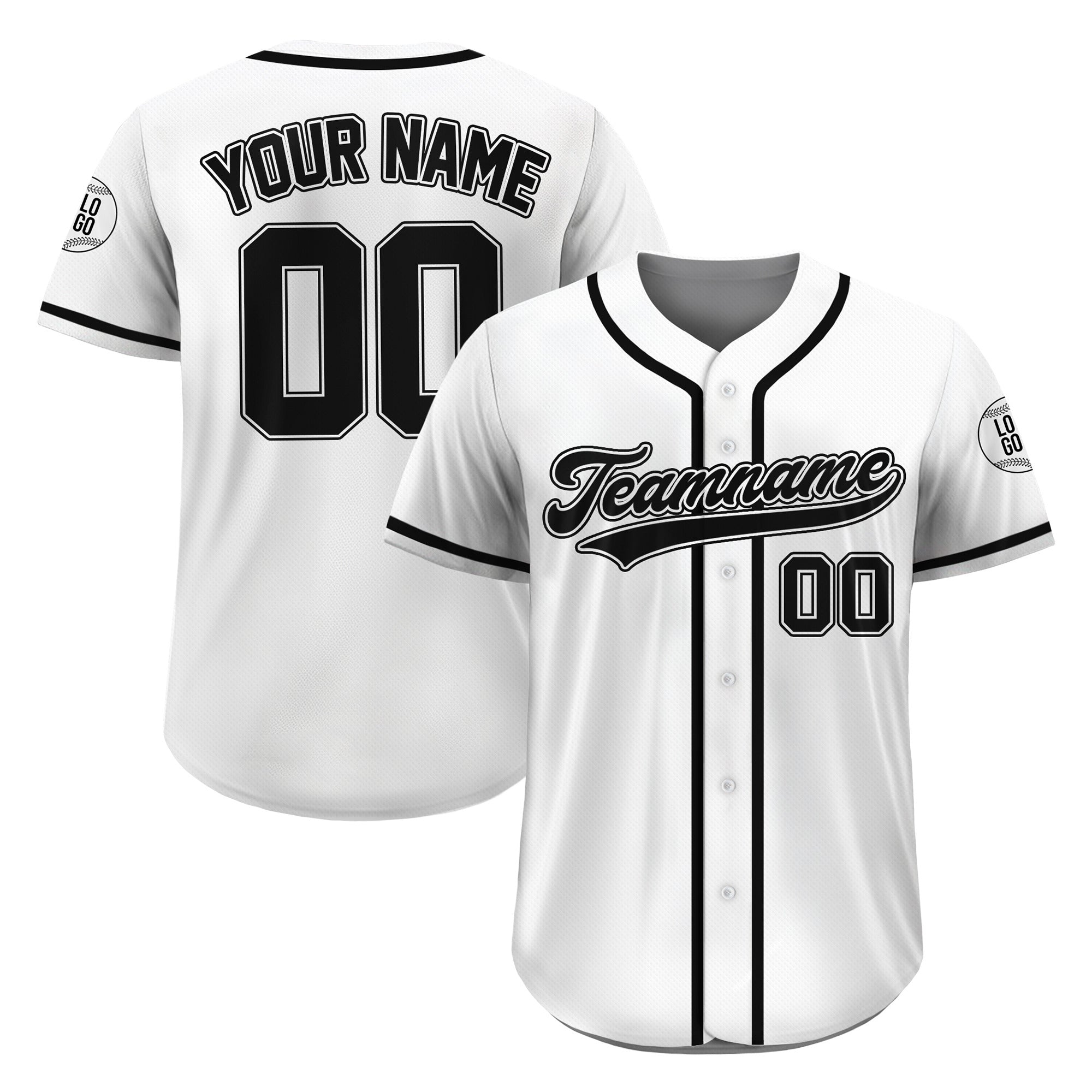 Custom Classic White Black Baseball Jersey, Personalized Name Number Uniform for Men Women Youth
