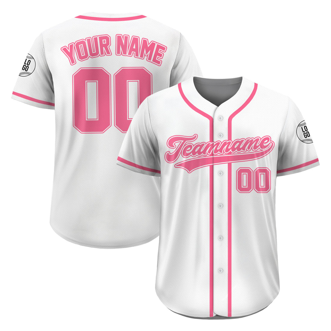 Custom White Light Pink Team Jersey, Personalized Team Baseball Shirt With Name Number