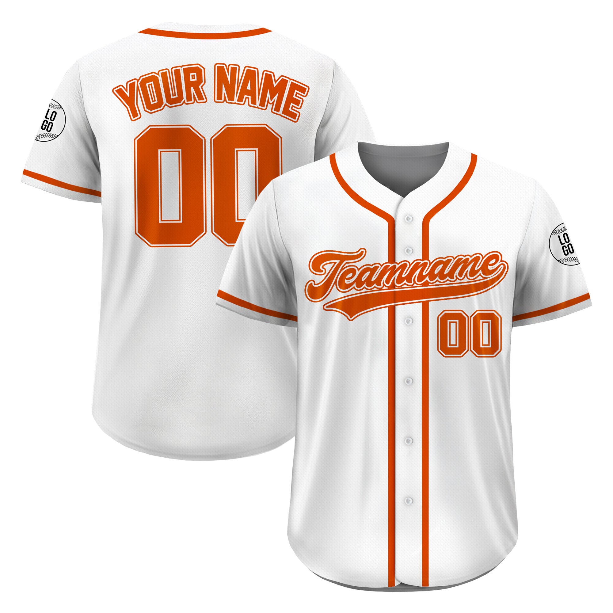 Custom Classic White Orange Baseball Jersey, Personalized Team Name Number Shirt
